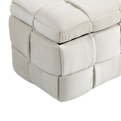 COOLMOR storage Ottoman chair, bedroom end stool, cushioned fabric entrance cushioned footstool with safety hinge (beige)
