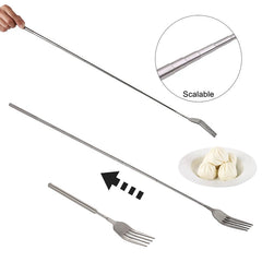 Stainless Steel Telescopic Long-Handle Fork for Barbecue, Dinner, Fruits and Desserts
