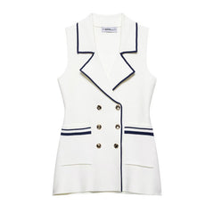 Summer New  Style Women's Fashion Temperament Sleeveless Trim Knit Tank Top