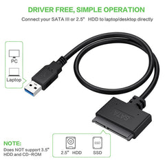 USB 3.0 Easy Drive Cable SATA to USB 3.0 Cable 2.5-inch Hard Disk Adapter Cable 0.5m