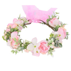 Spring flower wreath, fresh simulation flower headdress, green plants, flowers, crown, bride's vacation, wedding headdress, flow