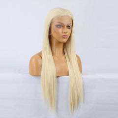 Natural Realistic Wig 613# Chemical Fiber Front Lace Long Straight Hair Matte High Temperature Silk Headgear