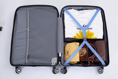 Hardshell Suitcase Spinner Wheels PP Luggage Sets Lightweight Durable Suitcase ,3-Piece Set (20/24/28) ,Purplish Blue
