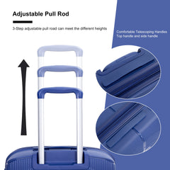 Expandable Hardshell Suitcase Double Spinner Wheels PP Luggage Sets Lightweight Durable ,3-Piece Set (20/24/28) ,Navy