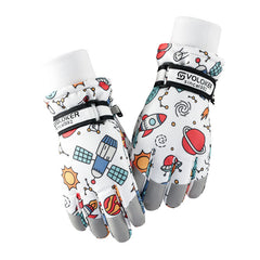 Winter children skiing gloves cycling waterproof windproof cashmere thick warm gloves children