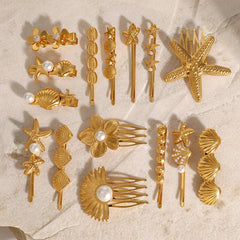 Stainless steel shell hair clip with bangs, high-end feel, ins metal hair accessories, broken hair clip at the back of the head