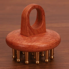 Copper Wood Head Meridian Massage Comb Gua Sha Massage Tool Body Wood Therapy Scalp Massage
