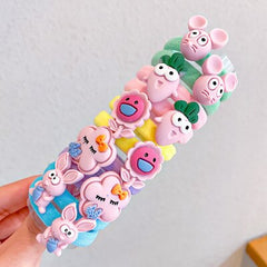 10PCS/Set Rainbow Cartoon Character Fruits Flower Nylon Elastic Hair Bands Women Girl Sweet Rubber Hair Tie Scrunchie Headwear