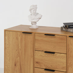 Side panel buffet cabinet with storage room, 47.2 "natural wood color kitchen cabinet with 3 drawers and 2 doors