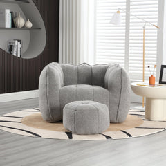 Soft Bean Bag Chair with High Resilient Foam(Chips)for living room and bedroom,Comfortable Square Lazy Sofa with Footstool