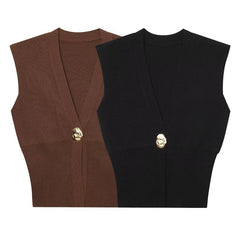 Elegant Casual Commuting Vest V-neck Tank Top for Women withDesign Sense