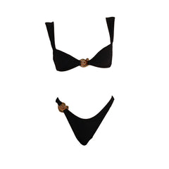 European and American metal buckle sexy swimsuit women's beach bikini hot spring swimsuit