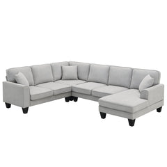 [VIDEO provided] [New] 108*85.5" Modern U Shape Sectional Sofa 7 Seat Fabric Sectional Sofa Set
