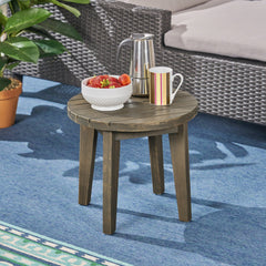 Outdoor 16" Acacia Wood Side Table, Gray Finish