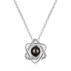 Necklace, female star pendant, 100 language projection, memories of love, short collarbone chain
