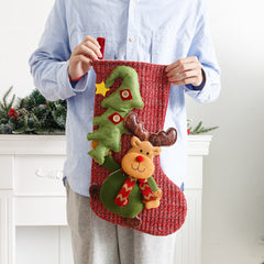 Christmas Decorations Knitted Yarn Large 3D Santa Claus Snowman Deer Christmas Socks Gift Bag