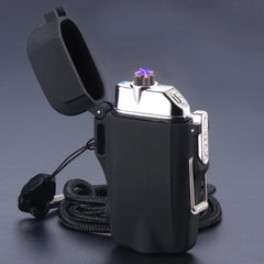 Outdoor Dual Plasma Arc Lighter With Flashlight Waterproof USB Electric Cigarette Lighter Hiking Starter Turbo lighter Men Gifts