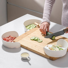 Vegetable board corner storage stir fry and side dish plate round white vegetable preparation plate
