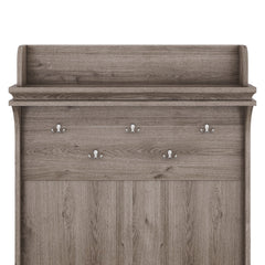 Hall tree with storage desk, entrance desk with drawers and 5 hooks, display rack,Oak