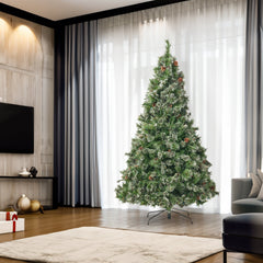 7' Cashmere and Snow Bristle Mixed Tree with 75Pine Cones and 900 LED Lights-UL,1233tips,Dia.:59