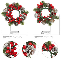 Christmas wreath desktop home decoration simulation pine cone ornament Christmas flower candle holder