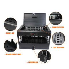 16 Bay Charging Cabinet for Laptop Chromebook Locking Charging Station-BLACK