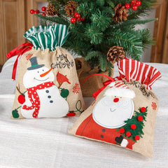 Christmas decorations, burlap gift bags, candy bags, apple bags, cartoon Christmas gift bags