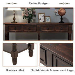 TREXM Console Table Sofa Table Easy Assembly with Two Storage Drawers and Bottom Shelf for Living Room Entryway (Espresso)