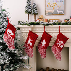 Christmas decoration products, knitted velvet, Christmas socks, snowflake red gift socks, gift bags