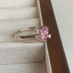 Dopamine love colored zircon diamond ring female niche index finger high-end fashion personality open ring