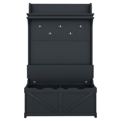 Hall tree with storage desk, entrance desk with drawers and 5 hooks, display rack, dark blue