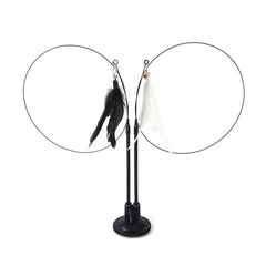 Suction cup cat toy stick that can be attached and held with steel wire multi head interchangeable cat toy and pet supplies