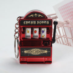 Mini fruit machine keychain pendant spinning machine game slot machine slot machine small toy lucky draw decoration