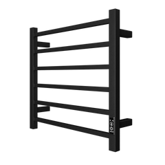 Towel Warmer 6 Bar Electric Heated Towel Rack Wall Mount Plug-in/Bath Towel Heater Matt-Black - Timer