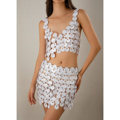 exy suspender hollow sequin skirt, nightclub trendy women's thin half skirt, body chain