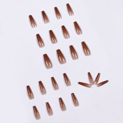 Ice Transparent Color Coffee Long Ballet Wear Manicure Finished Fake Nail Manicure Patch Nail Patch Removable Nail