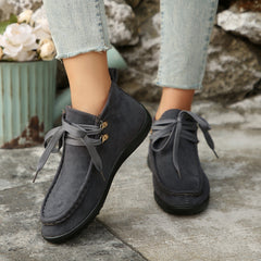 Lace-up Suede Single Shoes for Women Thick Sole Cloth Shoes