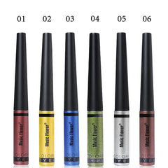 Music Flower Brand 6 Color Shimmer Liquid Eyeliner Pen Brightening Eyes Makeup Eye Liner Pencil Waterproof Quick Drying Eyelid