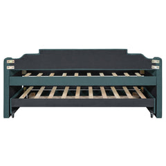 Twin Size Upholstered Daybed with Trundle and Three Drawers,Green