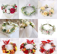 Simulated Rose Blossoms Adjustable Headwear Wreath Bridal Forest Flower Wedding Photography Scale Pretend