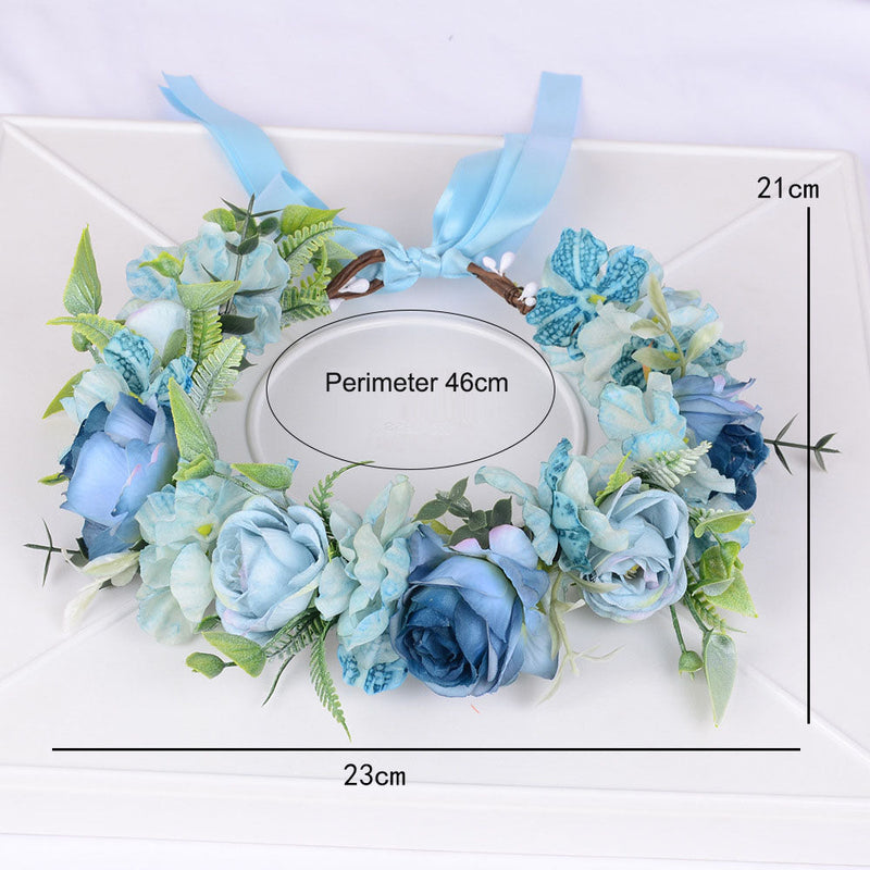 Mori series dried flower wreath bridal headdress crown hairdress wedding accessories Beach Resort studio props