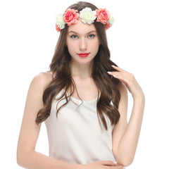 Bohemian Beach Rose Blossom Hair Hoop Bride Flower Ring Hair Strap