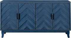 Stronger Vintage Style Buffet Cabinet Lacquered Accent Storage 4 Door Wooden