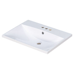 24" Bathroom Vanity Top Only White Basin 3-Faucet Holes  4" Faucet Available Ceramic