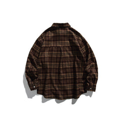 Loose casual checkered long sleeved shirt for men and women