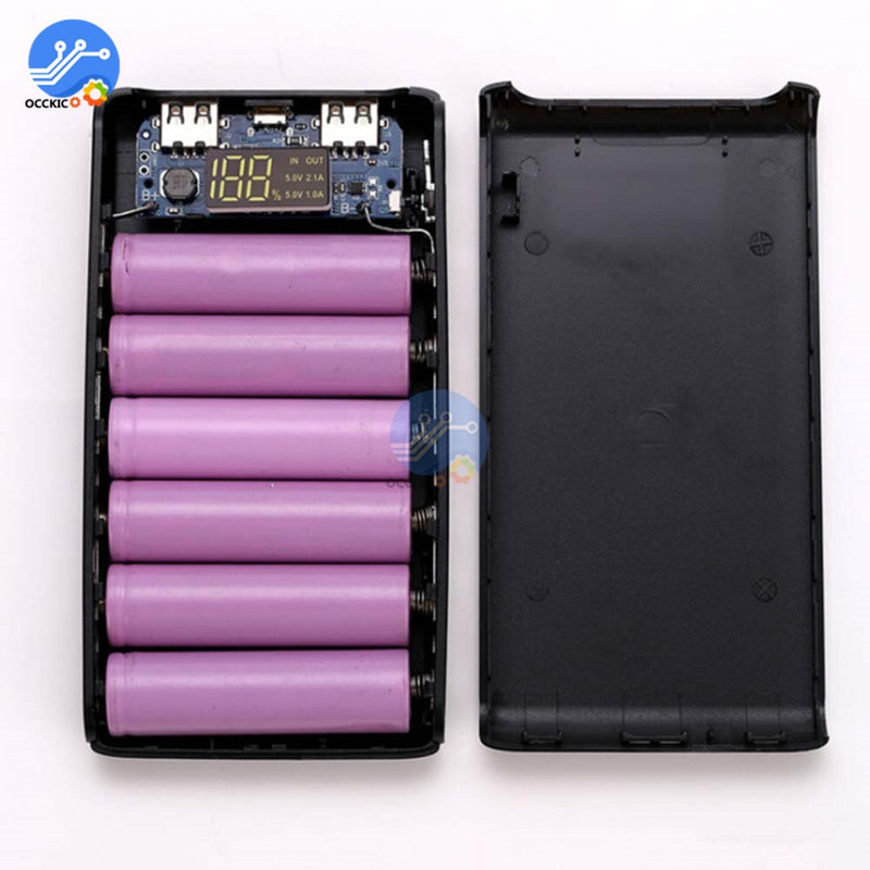 6x18650 Power Bank Box Shell Battery Charger Case 6*18650 Battery Storage Holder Type-C Micro USB Port for Mobile Phone Charger