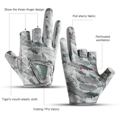 Outdoor fishing equipment - thin comfortable breathable leak proof 3-finger lure fishing gloves