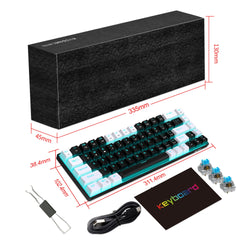 68 keys, 60% keyboard, customized color blocked keycaps, RGB mechanical keyboard, MINI set, plug-in blue axis ice blue disc
