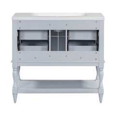 36" Bathroom Vanity Cabinet with Sink Combo Set, Undermount Resin Sink, Free Standing Vanity Set with 4 Drawers Blue