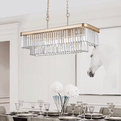 Chandeliers,Rectangular Crystal Chandelier Adjustable,E12 Modern Industrial Crystal Lights (Bulb Not Included)